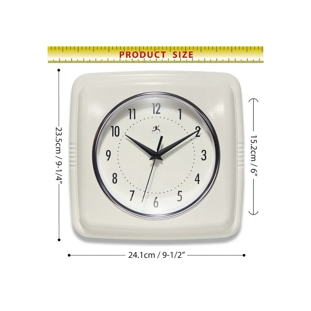 Square Silent Retro 9 inch Mid  Modern Kitchen,  Ivory